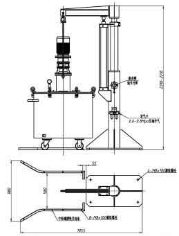 紅運機械鋰電設備換桶支架示意圖