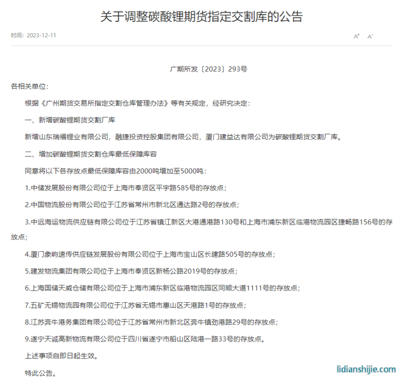 碳酸鋰期貨從近漲停到跌超5%！交割倉庫擴容影響多大？